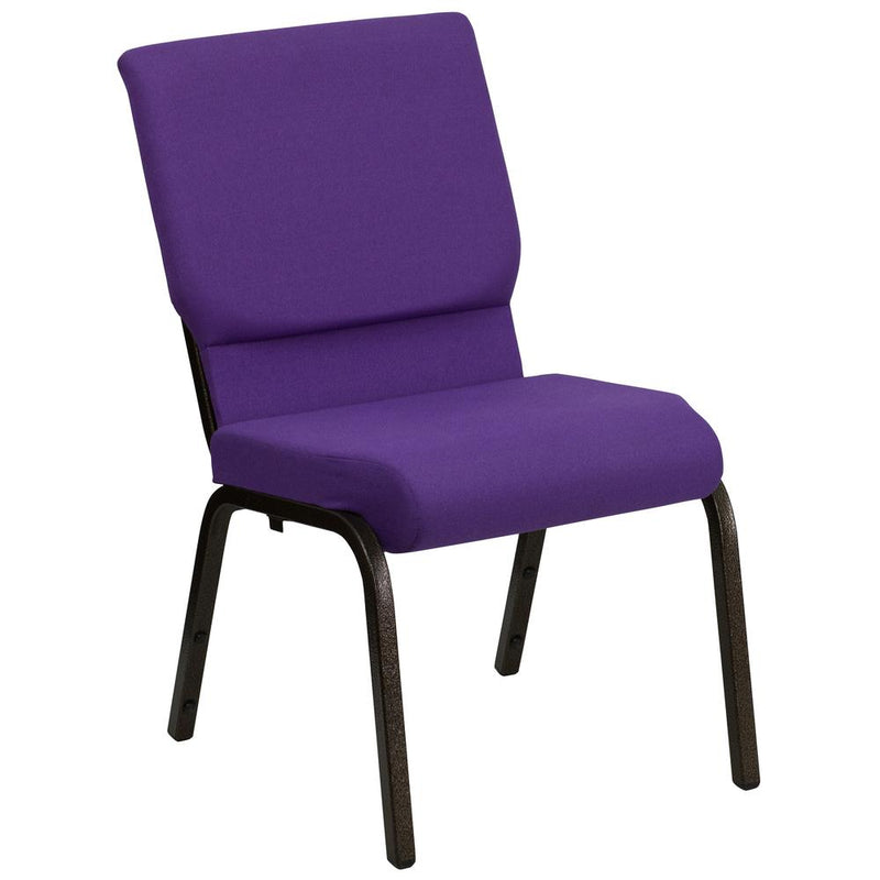 Hercules Series 18.5''W Stacking Church Chair In Purple Fabric - Gold Vein Frame By Flash Furniture | Side Chairs | Modishstore - 1