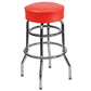 Double Ring Chrome Barstool With Red Seat By Flash Furniture | Bar Stools | Modishstore - 2