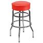 Double Ring Chrome Barstool With Red Seat By Flash Furniture | Bar Stools | Modishstore - 1