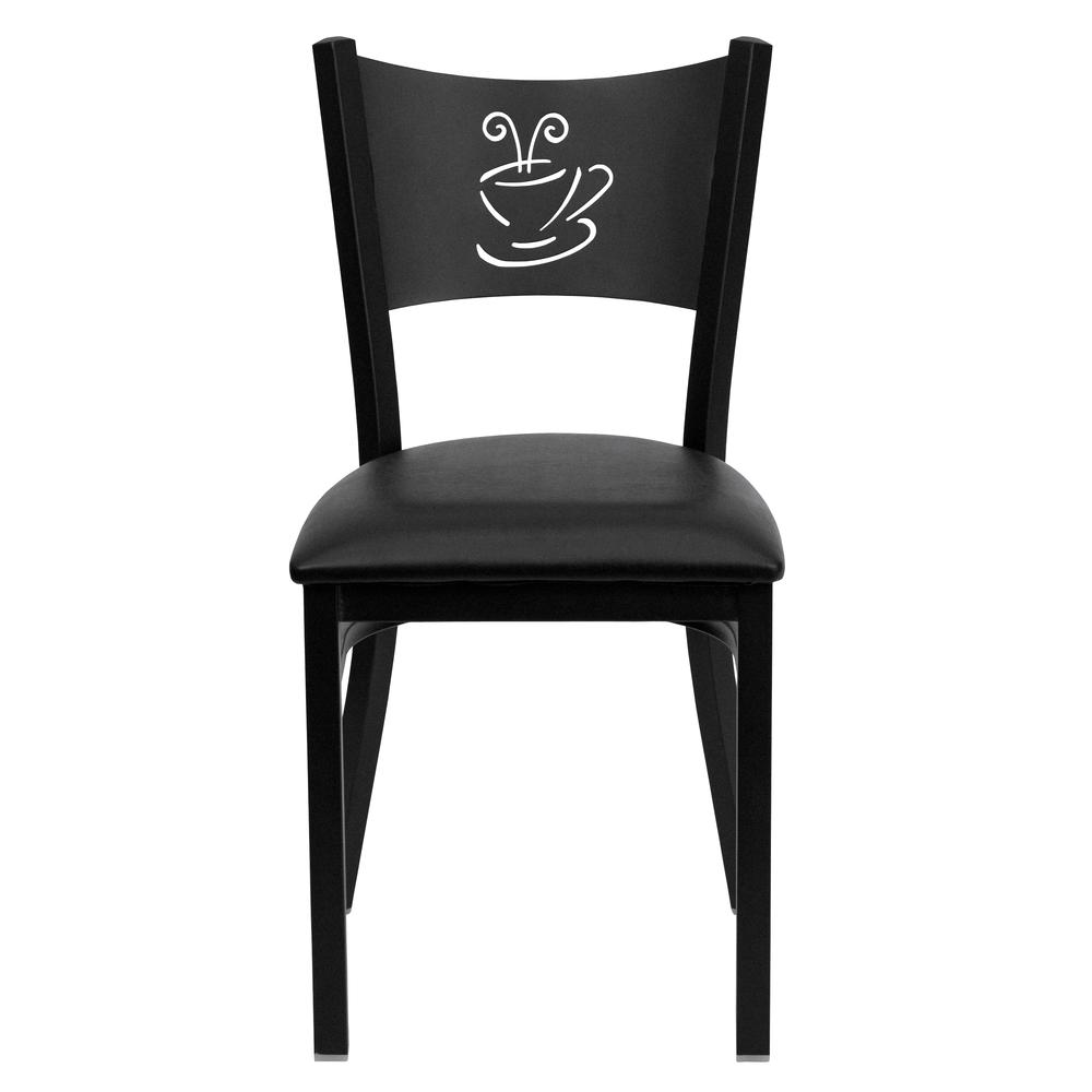 Hercules Series Black Coffee Back Metal Restaurant Chair - Black Vinyl Seat By Flash Furniture | Dining Chairs | Modishstore - 4