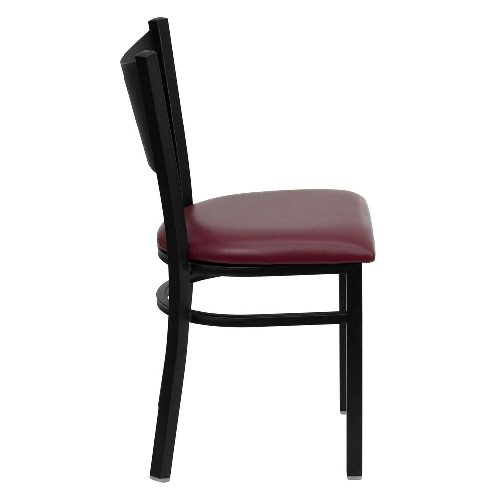 Hercules Series Black Coffee Back Metal Restaurant Chair - Burgundy Vinyl Seat By Flash Furniture | Dining Chairs | Modishstore - 2