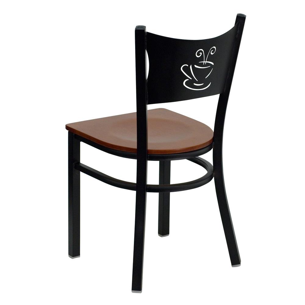 Hercules Series Black Coffee Back Metal Restaurant Chair - Cherry Wood Seat By Flash Furniture | Dining Chairs | Modishstore - 3