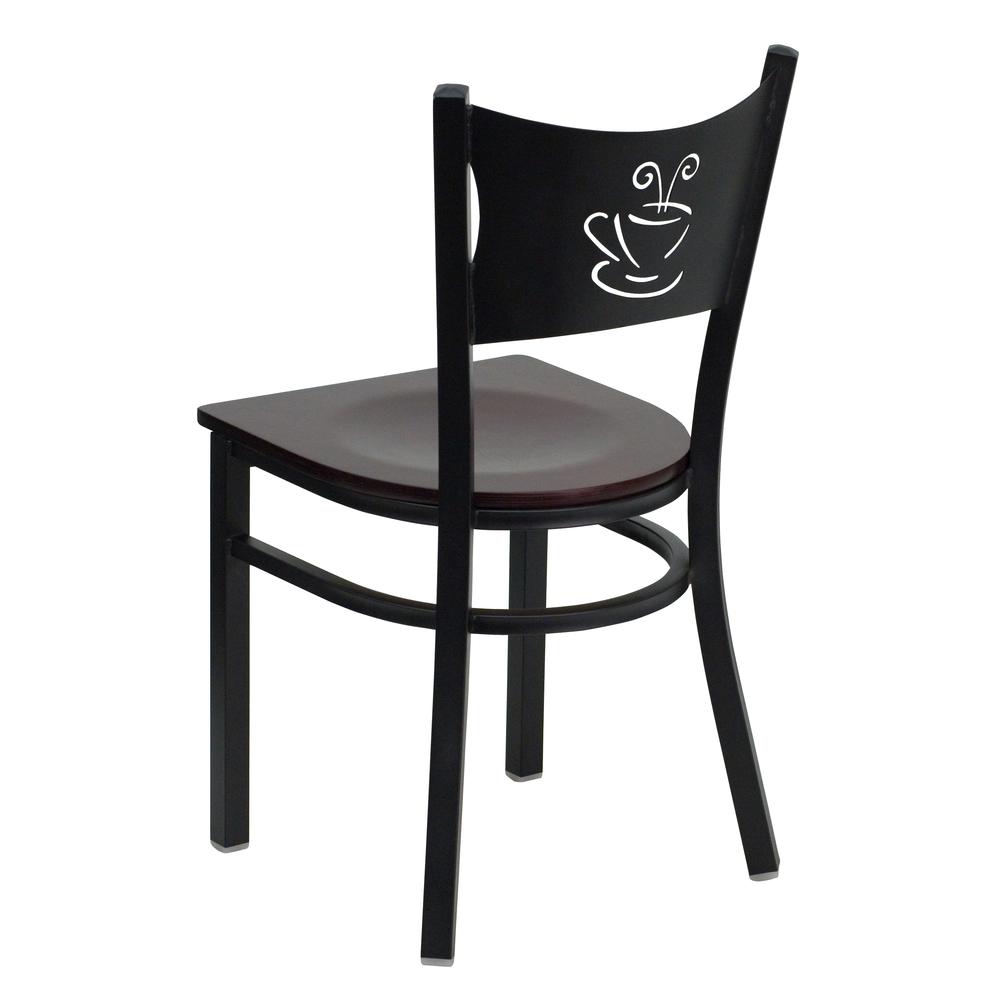 Hercules Series Black Coffee Back Metal Restaurant Chair - Mahogany Wood Seat By Flash Furniture | Dining Chairs | Modishstore - 3