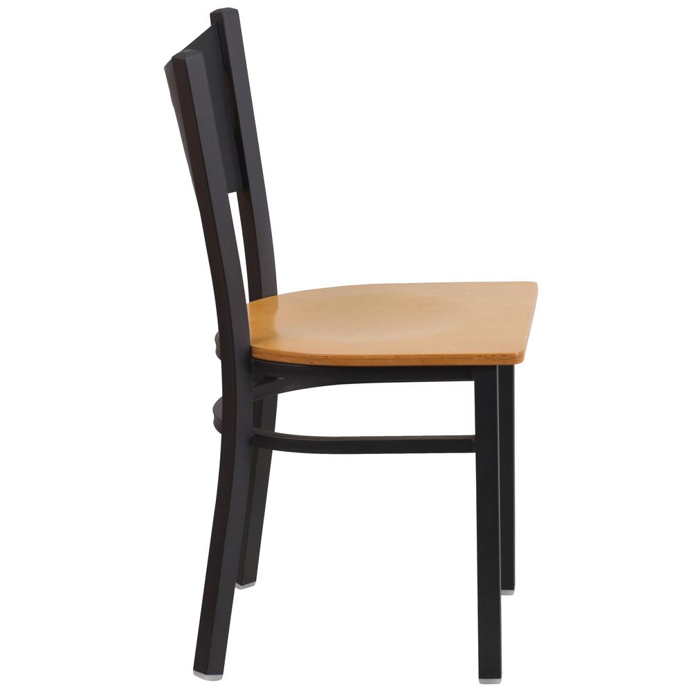 Hercules Series Black Coffee Back Metal Restaurant Chair - Natural Wood Seat By Flash Furniture | Dining Chairs | Modishstore - 2