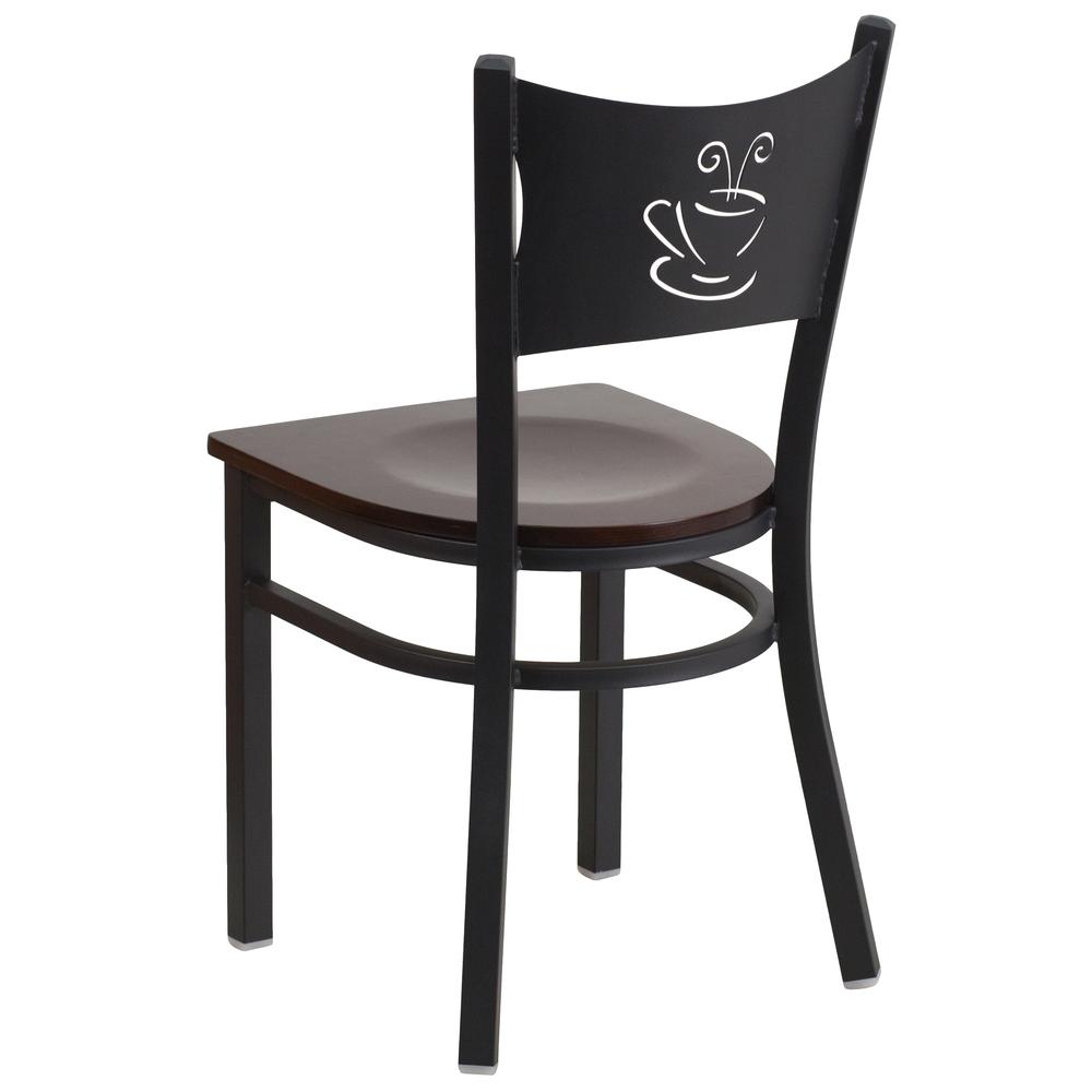 Hercules Series Black Coffee Back Metal Restaurant Chair - Walnut Wood Seat By Flash Furniture | Dining Chairs | Modishstore - 3