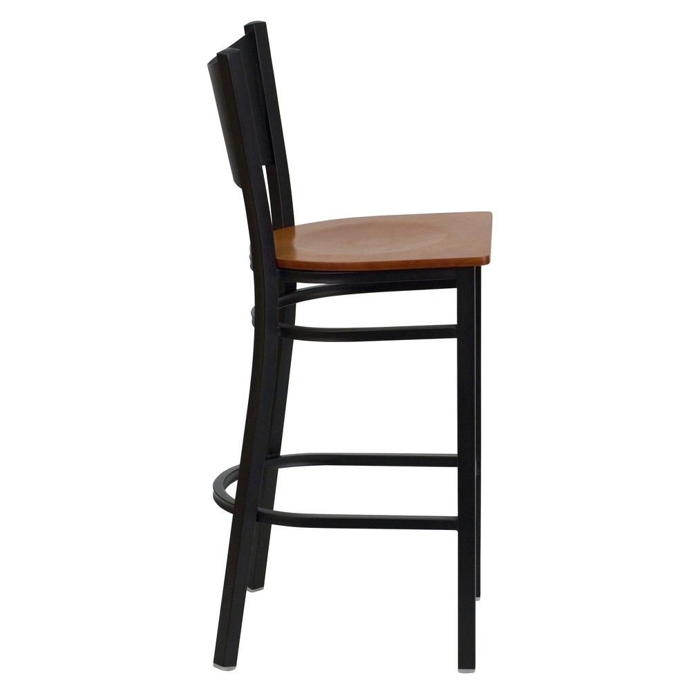 Hercules Series Black Coffee Back Metal Restaurant Barstool - Cherry Wood Seat By Flash Furniture | Bar Stools | Modishstore - 2