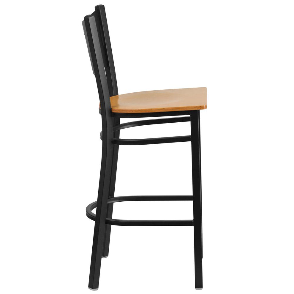 Hercules Series Black Coffee Back Metal Restaurant Barstool - Natural Wood Seat By Flash Furniture | Bar Stools | Modishstore - 2