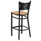 Hercules Series Black Coffee Back Metal Restaurant Barstool - Natural Wood Seat By Flash Furniture | Bar Stools | Modishstore - 3
