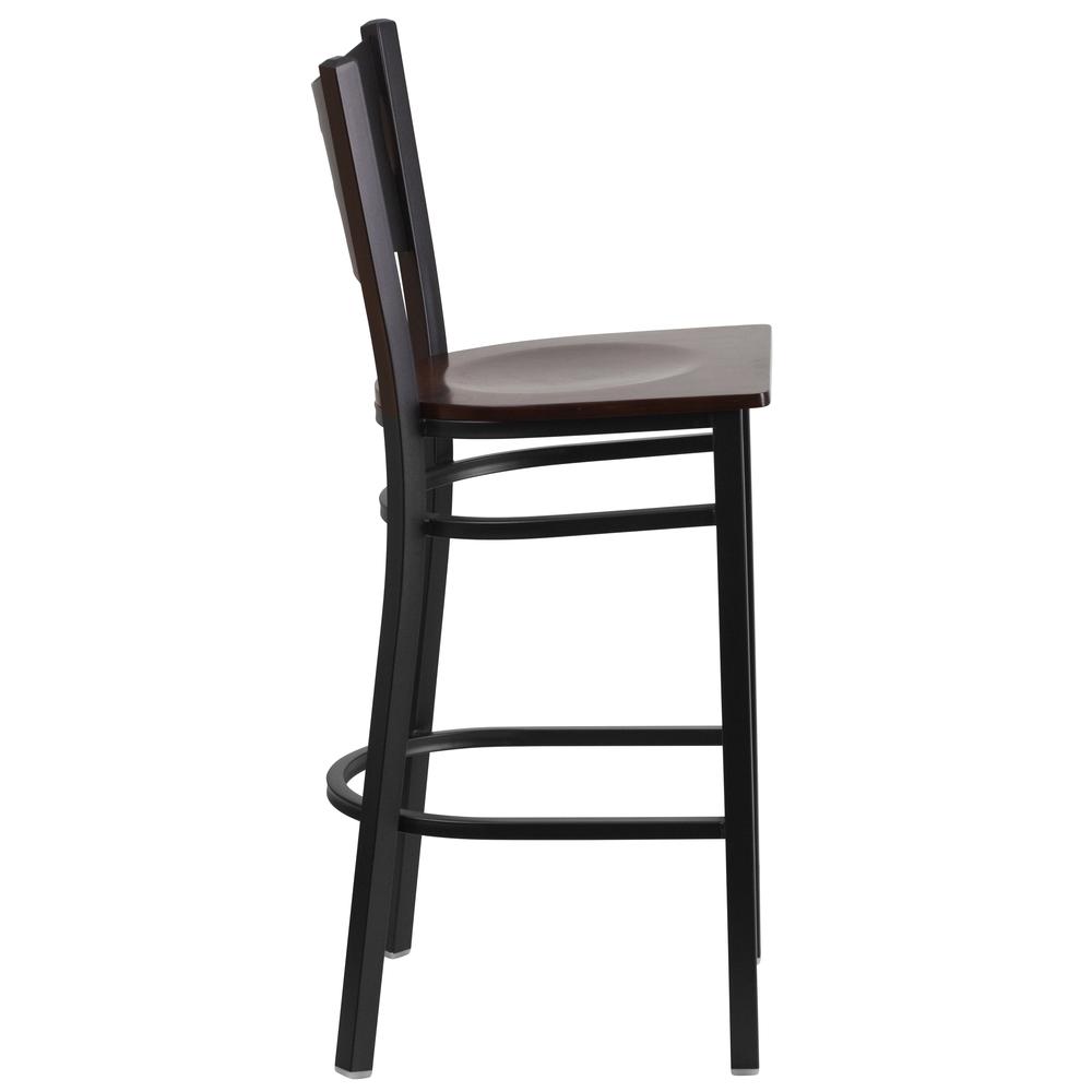 Hercules Series Black Coffee Back Metal Restaurant Barstool - Walnut Wood Seat By Flash Furniture | Bar Stools | Modishstore - 2