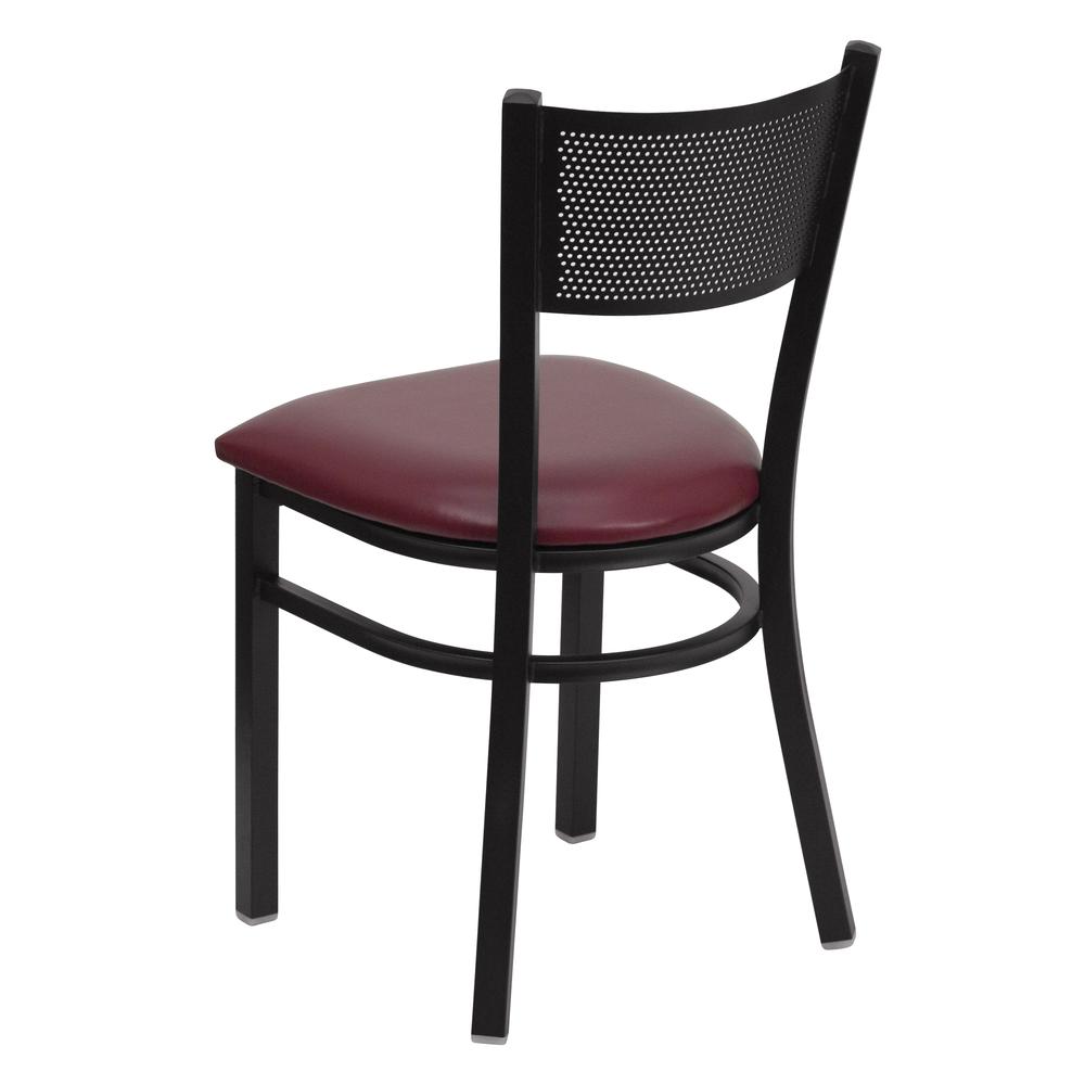 Hercules Series Black Grid Back Metal Restaurant Chair - Burgundy Vinyl Seat By Flash Furniture | Dining Chairs | Modishstore - 3