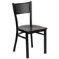 Hercules Series Black Grid Back Metal Restaurant Chair - Mahogany Wood Seat By Flash Furniture | Dining Chairs | Modishstore - 1