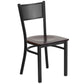 Hercules Series Black Grid Back Metal Restaurant Chair - Walnut Wood Seat By Flash Furniture | Dining Chairs | Modishstore - 1