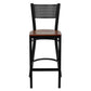 Hercules Series Black Grid Back Metal Restaurant Barstool - Cherry Wood Seat By Flash Furniture | Bar Stools | Modishstore - 4