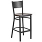 Hercules Series Black Grid Back Metal Restaurant Barstool - Walnut Wood Seat By Flash Furniture | Bar Stools | Modishstore
