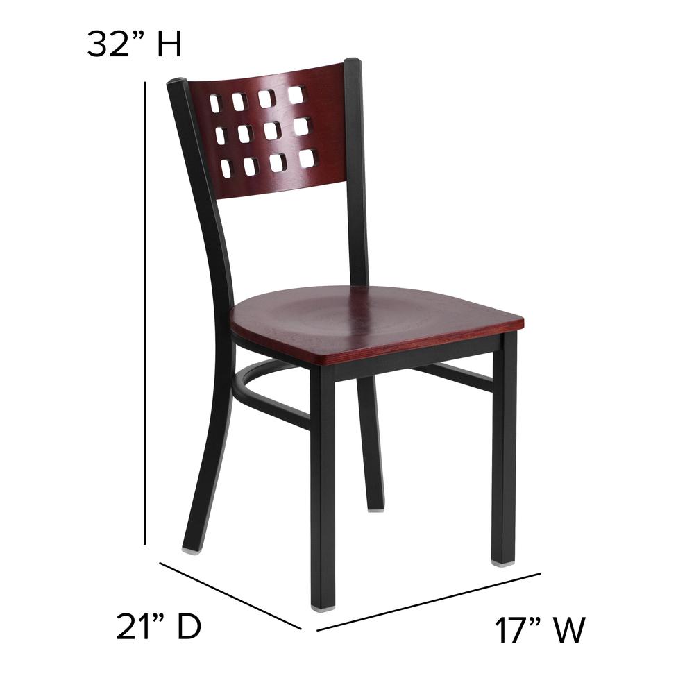 Hercules Series Black Cutout Back Metal Restaurant Chair - Mahogany Wood Back & Seat By Flash Furniture | Dining Chairs | Modishstore - 4