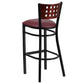 Hercules Series Black Cutout Back Metal Restaurant Barstool - Mahogany Wood Back, Burgundy Vinyl Seat By Flash Furniture | Bar Stools | Modishstore - 3