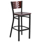 Hercules Series Black Cutout Back Metal Restaurant Barstool - Mahogany Wood Back & Seat By Flash Furniture | Bar Stools | Modishstore - 1