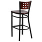 Hercules Series Black Cutout Back Metal Restaurant Barstool - Mahogany Wood Back & Seat By Flash Furniture | Bar Stools | Modishstore - 3