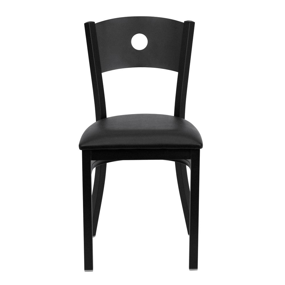 Hercules Series Black Circle Back Metal Restaurant Chair - Black Vinyl Seat By Flash Furniture | Dining Chairs | Modishstore - 4