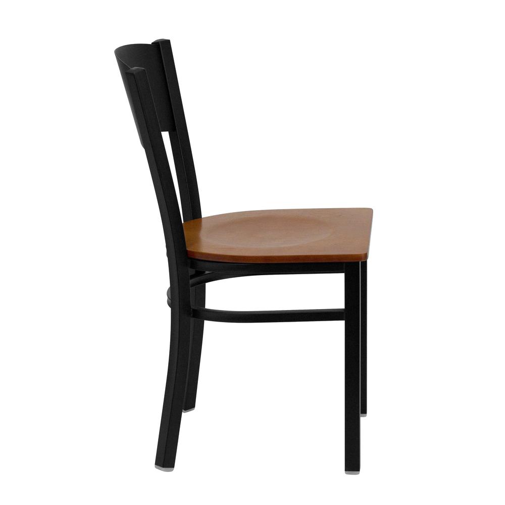 Hercules Series Black Circle Back Metal Restaurant Chair - Cherry Wood Seat By Flash Furniture | Dining Chairs | Modishstore - 2