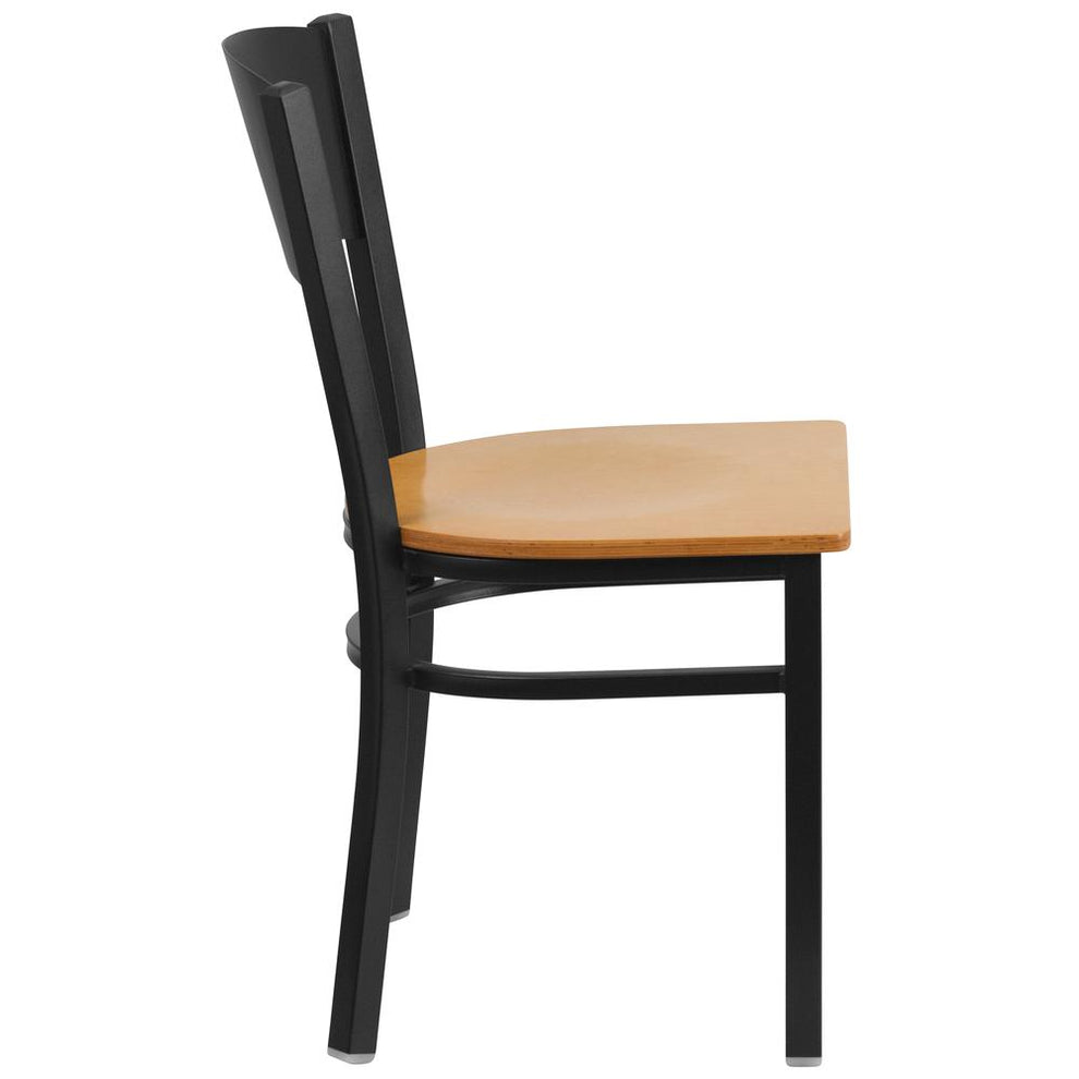 Hercules Series Black Circle Back Metal Restaurant Chair - Natural Wood Seat By Flash Furniture | Dining Chairs | Modishstore - 2