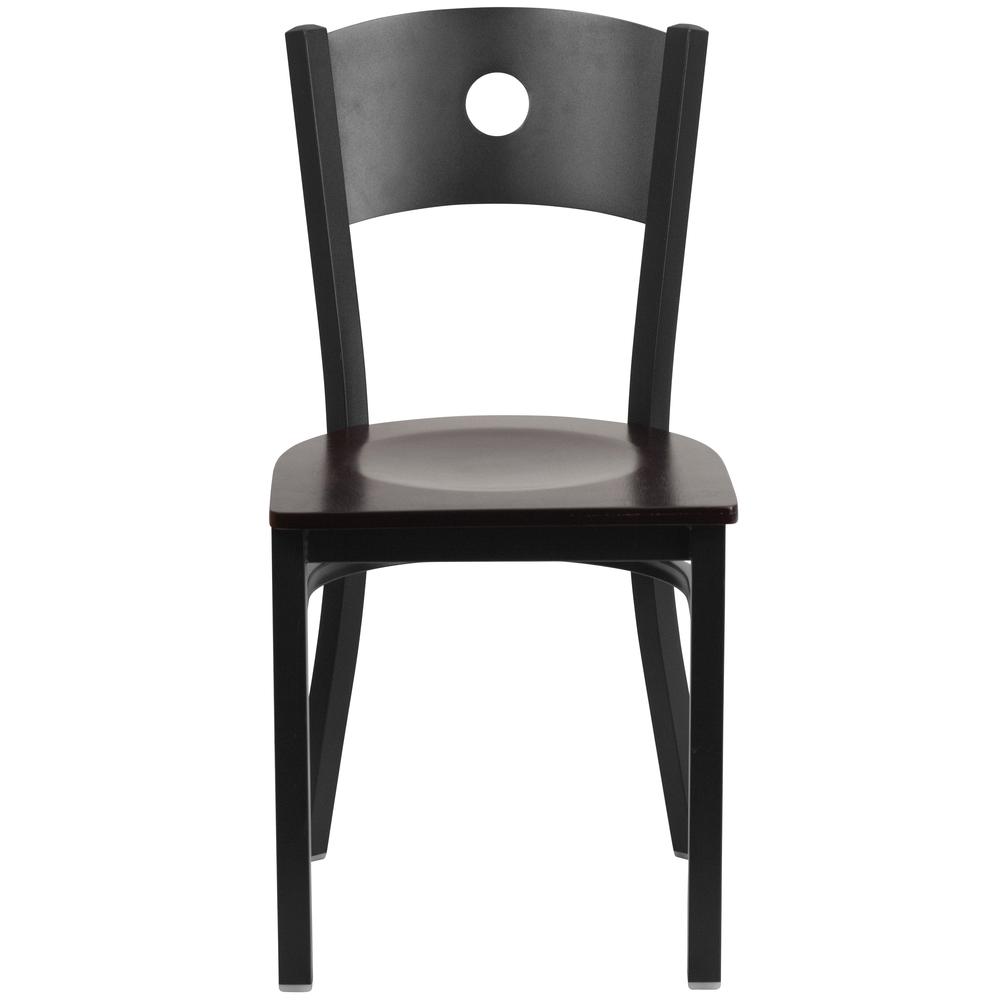 Hercules Series Black Circle Back Metal Restaurant Chair - Walnut Wood Seat By Flash Furniture | Dining Chairs | Modishstore - 4