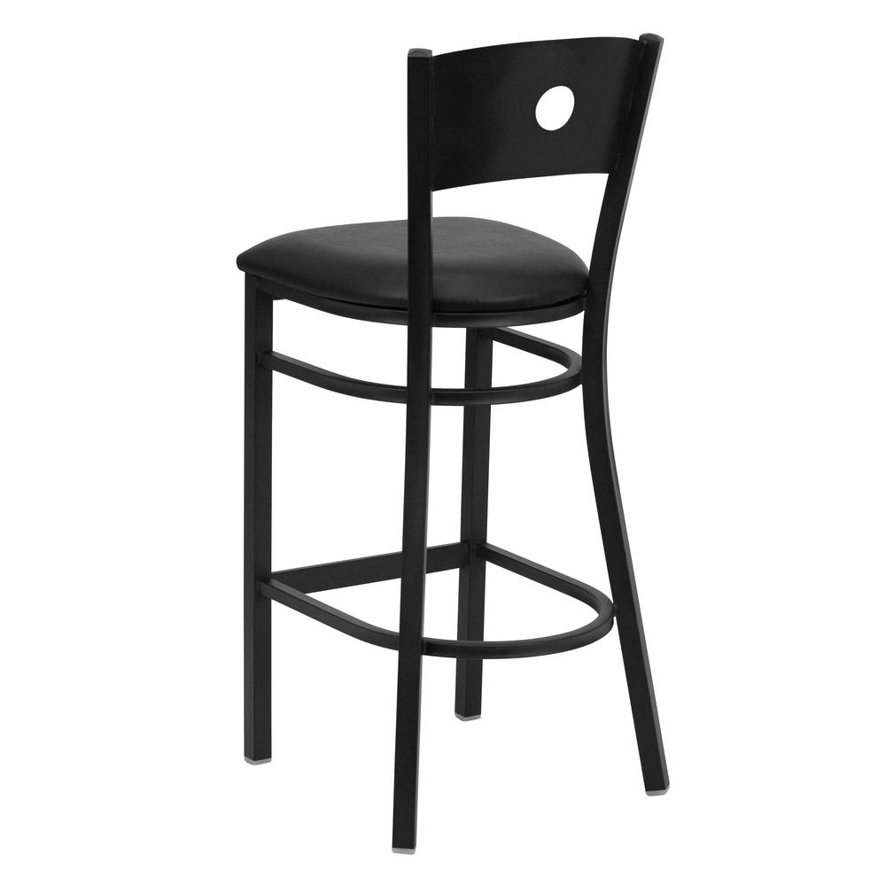 Hercules Series Black Circle Back Metal Restaurant Barstool - Black Vinyl Seat By Flash Furniture | Bar Stools | Modishstore - 3