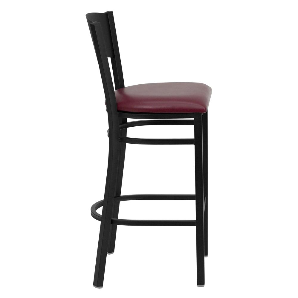 Hercules Series Black Circle Back Metal Restaurant Barstool - Burgundy Vinyl Seat By Flash Furniture | Bar Stools | Modishstore - 2
