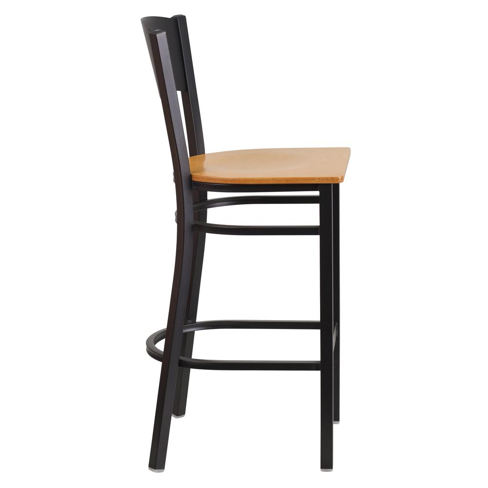 Hercules Series Black Circle Back Metal Restaurant Barstool - Natural Wood Seat By Flash Furniture | Bar Stools | Modishstore - 2