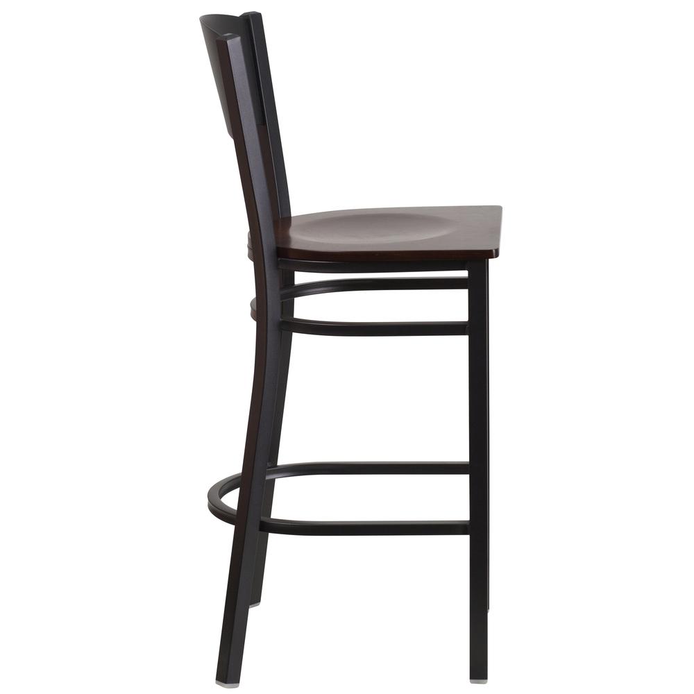 Hercules Series Black Circle Back Metal Restaurant Barstool - Walnut Wood Seat By Flash Furniture | Bar Stools | Modishstore - 2