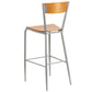 Invincible Series Silver Metal Restaurant Barstool - Natural Wood Back & Seat By Flash Furniture | Bar Stools | Modishstore - 3