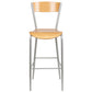 Invincible Series Silver Metal Restaurant Barstool - Natural Wood Back & Seat By Flash Furniture | Bar Stools | Modishstore - 4