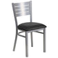 Hercules Series Silver Slat Back Metal Restaurant Chair - Black Vinyl Seat By Flash Furniture | Dining Chairs | Modishstore - 1