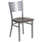 Hercules Series Silver Slat Back Metal Restaurant Chair - Walnut Wood Seat By Flash Furniture | Dining Chairs | Modishstore - 1