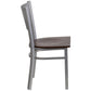 Hercules Series Silver Slat Back Metal Restaurant Chair - Walnut Wood Seat By Flash Furniture | Dining Chairs | Modishstore - 2