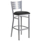 Hercules Series Silver Slat Back Metal Restaurant Barstool - Black Vinyl Seat By Flash Furniture | Bar Stools | Modishstore - 1