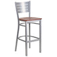 Hercules Series Silver Slat Back Metal Restaurant Barstool - Cherry Wood Seat By Flash Furniture | Bar Stools | Modishstore - 1