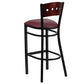 Hercules Series Black 4 Square Back Metal Restaurant Barstool - Mahogany Wood Back, Burgundy Vinyl Seat By Flash Furniture | Bar Stools | Modishstore - 3