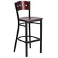 Hercules Series Black 4 Square Back Metal Restaurant Barstool - Mahogany Wood Back & Seat By Flash Furniture | Bar Stools | Modishstore - 1
