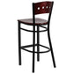 Hercules Series Black 4 Square Back Metal Restaurant Barstool - Mahogany Wood Back & Seat By Flash Furniture | Bar Stools | Modishstore - 3