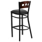 Hercules Series Black 3 Circle Back Metal Restaurant Barstool - Walnut Wood Back, Black Vinyl Seat By Flash Furniture | Bar Stools | Modishstore - 3