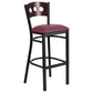 Hercules Series Black 3 Circle Back Metal Restaurant Barstool - Walnut Wood Back, Burgundy Vinyl Seat By Flash Furniture | Bar Stools | Modishstore - 1