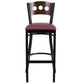 Hercules Series Black 3 Circle Back Metal Restaurant Barstool - Walnut Wood Back, Burgundy Vinyl Seat By Flash Furniture | Bar Stools | Modishstore - 4