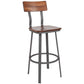 Flint Series Rustic Walnut Restaurant Barstool With Wood Seat & Back And Gray Powder Coat Frame By Flash Furniture | Bar Stools | Modishstore - 2
