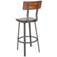 Flint Series Rustic Walnut Restaurant Barstool With Wood Seat & Back And Gray Powder Coat Frame By Flash Furniture | Bar Stools | Modishstore - 3