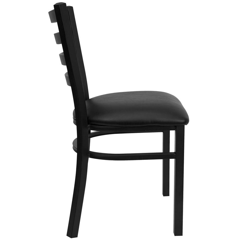 Hercules Series Black Ladder Back Metal Restaurant Chair - Black Vinyl Seat By Flash Furniture | Dining Chairs | Modishstore - 2