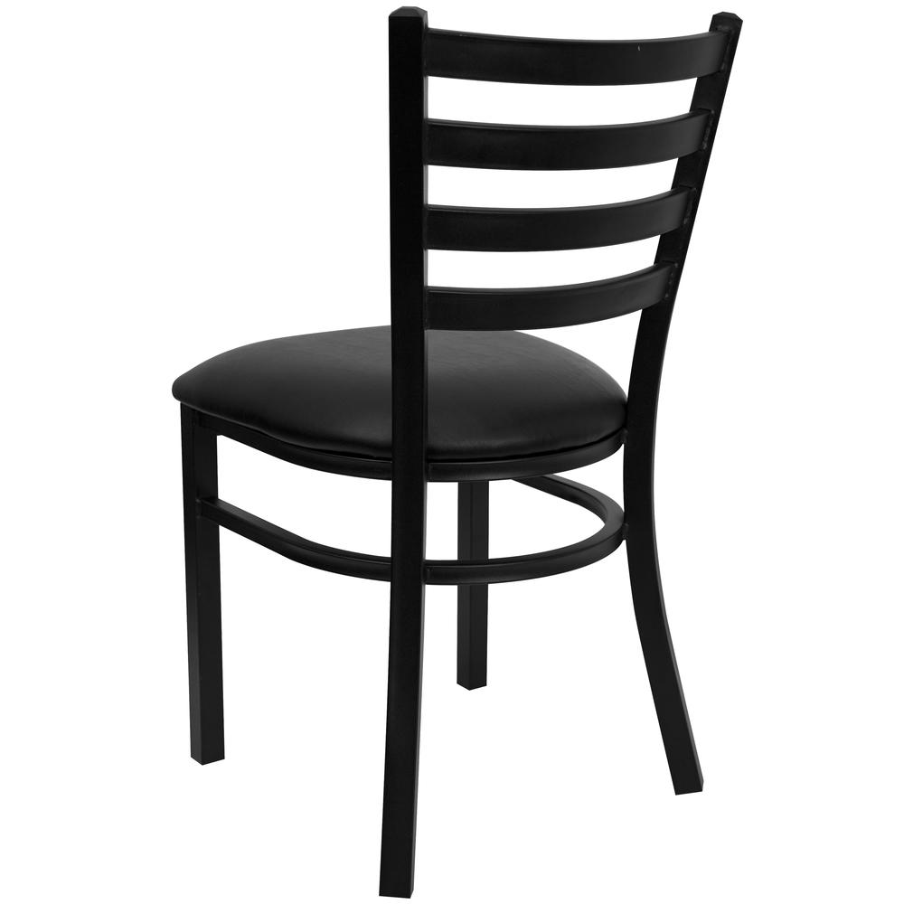 Hercules Series Black Ladder Back Metal Restaurant Chair - Black Vinyl Seat By Flash Furniture | Dining Chairs | Modishstore - 3