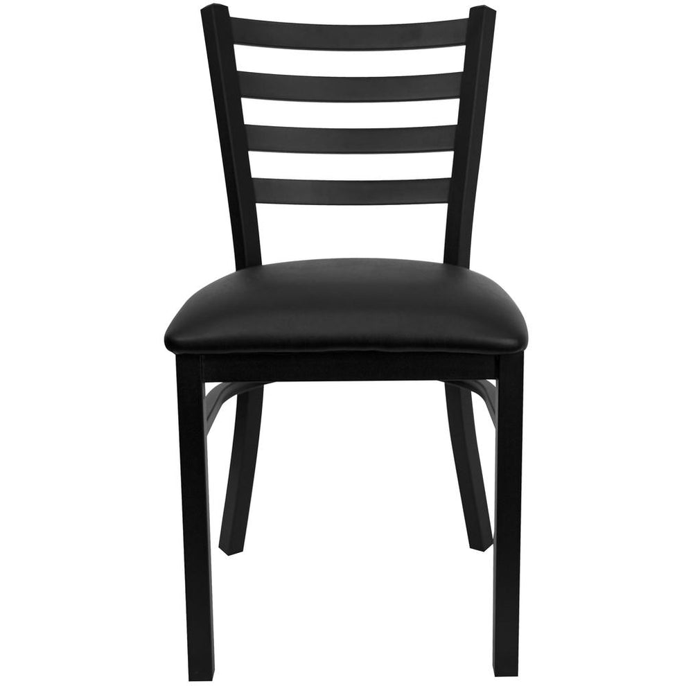 Hercules Series Black Ladder Back Metal Restaurant Chair - Black Vinyl Seat By Flash Furniture | Dining Chairs | Modishstore - 4