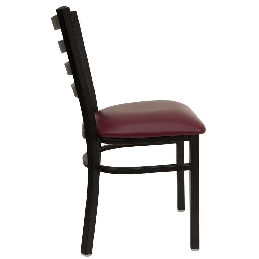 Hercules Series Black Ladder Back Metal Restaurant Chair - Burgundy Vinyl Seat By Flash Furniture | Dining Chairs | Modishstore - 2