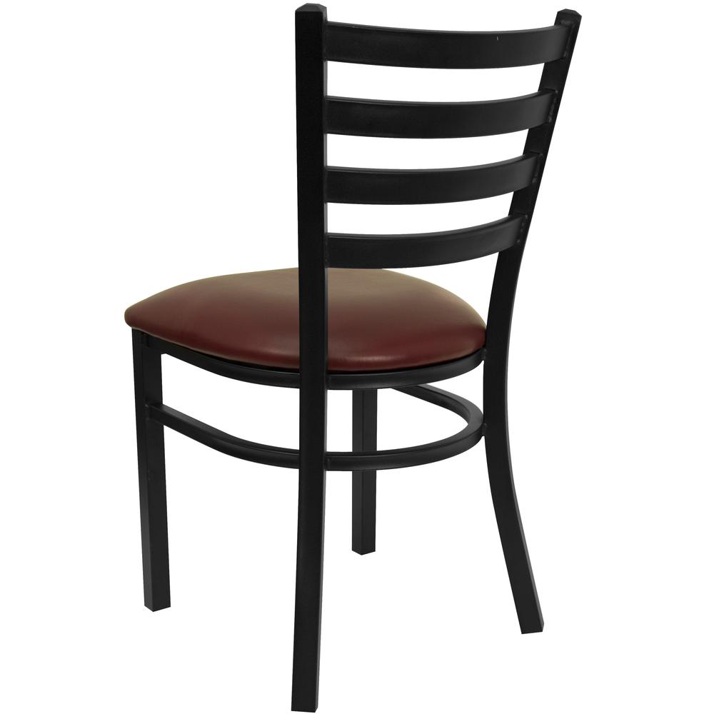 Hercules Series Black Ladder Back Metal Restaurant Chair - Burgundy Vinyl Seat By Flash Furniture | Dining Chairs | Modishstore - 3